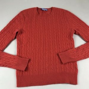 WHITE + WARREN Red cashmere Cable Knit Sweater S